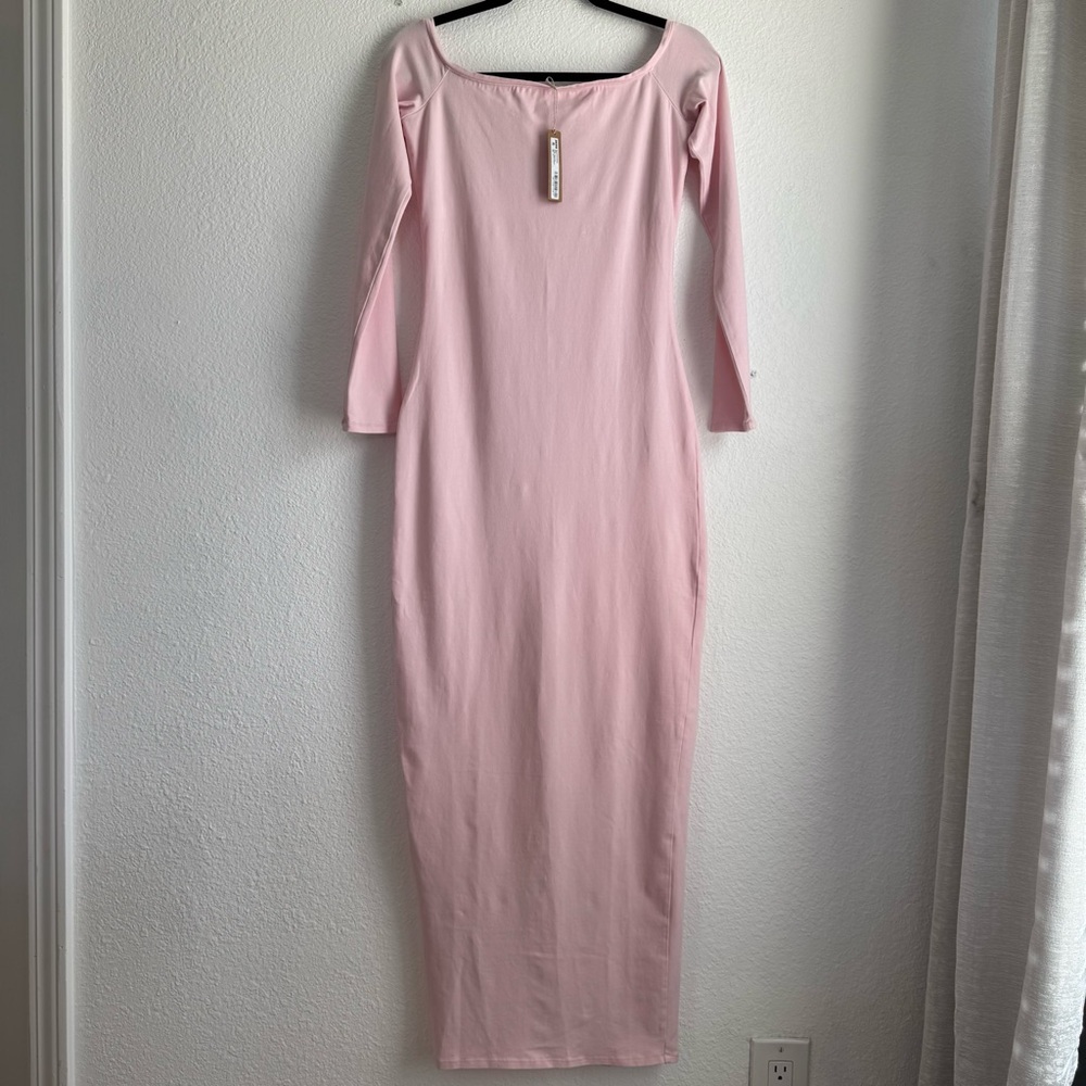 SKIMS New Vintage Off the Shoulder Long Sleeve Maxi Dress - Cherry Blossom M NWT